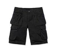 Carhartt Pantalones cortos Ripstop Rugged Flex tipo cargo, múltiples bolsillos, Relaxed Fit Para Hombre, Negro, W30