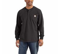 Carhartt Pocket T-Shirt de manga larga con cuello Henley, Loose Fit, tejido grueso Para Hombre, Negro, L