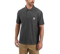 Carhartt Polo de manga corta de peso medio con bolsillo para hombre, color carbón jaspeado, talla L, Gris (Carbon Heather), Large