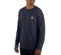 Carhartt Relaxed Fit Midweight Long-Sleeve Pocket T-Shirt 104617 Force-Camiseta de Manga Larga con Bolsillo y Ajuste Relajado, Marino, Medium para Hombre