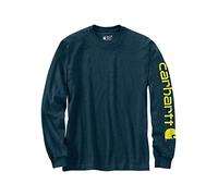 Carhartt Relaxed Fit Schweres Langarm-T-Shirt mit Grafik und Logo-Ärmeln für Herren, Blau, S