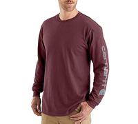 Carhartt Relaxed Fit Schweres Langarm-T-Shirt mit Grafik und Logo-Ärmeln für Herren, Rot, S