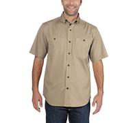 Carhartt Rigby - Camisa de trabajo Rugged Flex de manga corta Para Hombre, Verde caqui oscuro, S