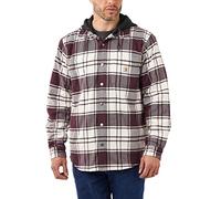 Carhartt Rugged Flex Relaxed Fit Flannel Fleece Lined Hooded Shirt Jac Camisa con Botones de Utilidad de Trabajo, Malt, M de los Hombres