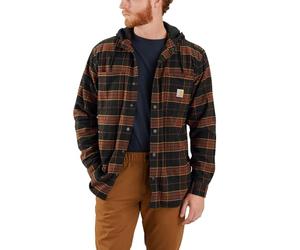 Carhartt Rugged Flex Relaxed Fit Flannel Fleece Lined Hooded Shirt Jac Rugged Flex - Camisa con Capucha y Forro Polar de Franela de Ajuste Relajado Hombre