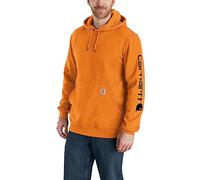 Carhartt Midweight Sleeve Logo Sudadera con capucha, negro-naranja, tamaño XL para Hombres