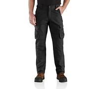 Carhartt Steel - Pantalón Cargo de Trabajo Con Detalle Doble En La Parte Delantera, Con Tecnología Rugged Flex, Hombre, Negro, 30W / 32L