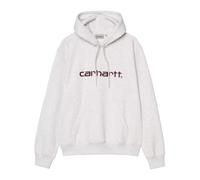 Carhartt Sudadera con Capucha, Corte Holgado, Gris Ceniza, Algodón y Poliéster, Bolsillo Canguro, Logotipo Bordado, 13 Onzas (FR/ES, Letras, L, Regular, Regular)