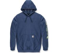 Carhartt Sudadera holgada de peso medio con logotipo en la manga para hombre, Jaspeado Deep Ocean Heather, Medium