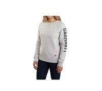 Carhartt Sudadera con Logotipo Color Block en la Manga, Cuello Redondo, Tejido de Grosor Medio, Ajuste Ligeramente Holgado, Gris Asfalto Claro Jaspeado, XL para Mujer