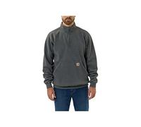 Carhartt Sudadera para hombre, cuello alto, peso medio, con cierre de un cuarto, holgada, gris, talla S