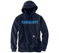 Carhartt Sudadera para hombre Rain Defender, holgada, de peso medio, con estampado de logotipo, azul, XL