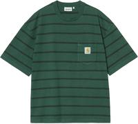 Carhartt WIP - Camisetas - S/S Cardona Pocket T-Shirt Cardona Strip Natural / Dark Scarab Garment Dyed - Talla L - Verde Verde L