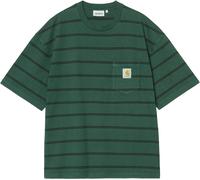 Carhartt WIP - Camisetas - S/S Cardona Pocket T-Shirt Cardona Strip Natural / Dark Scarab Garment Dyed - Talla S - Verde Verde S