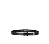 Carhartt Wip- Cinturón de Cuero con Logo en Relieve Gun Metal- Accessories- Hombre- Negro- S- Cinturón de Cuero con Logo en Relieve Gun Metal