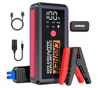 CARHEV Arrancador de Coche, 5000A Arrancador de Baterias de Coche (para 8.0L de Gasolina o 8.0L de Diésel) 12V Booster Jump Starter con Pantalla LCD, Linterna LED, Clips de Seguridad Inteligentes