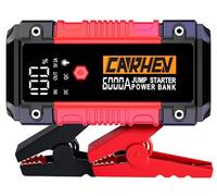 CARHEV Arrancador de Coches 6000A, 26800mAh Arrancador de Baterias de Coches (para 10.0L de Gasolina o 10.0L de Diésel) 12V Portable Jump Starter con Linterna LED, Clips de Seguridad Inteligentes