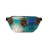 Caribbean Islands - Riñonera cruzada grande, regalos para disfrutar de deportes, festivales, entrenamiento, viajes, correr, casual, color negro, talla única, Black, Talla única