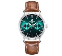 CARIBBEAN JOE Relojes de pulsera analógicos para hombre, diseño clásico de caja redonda, movimiento de cuarzo, estilo subdial decorativo, relojes de moda casuales para uso diario y regalo, Plateado