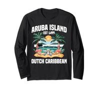 Caribe Vacaciones Fan Holandés Turístico Viaje Isla Aruba Manga Larga