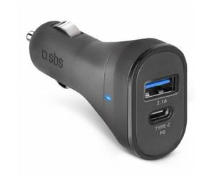 Caricabatterie da auto SBS da 3,1A con USB e Tipo C