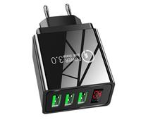 Caricabatterie Rapido USB Da Muro - 3 Porte, 5V/3.1A, Display Digitale LED, Adattatore Multiporta PD 3.0 In PC+ABS Ignifugo per Telefoni Cellulari, Tablet E Dispositivi Elettronici