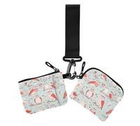 Caricatura Barred Owl Red Women's Change Wallet Card Cases Compact Size Women Money Organizers with Wrist Strap for Girls 2 Packs Tarjetas de crédito para, Dibujos animados Barred Owl rojo, Moderno