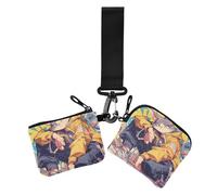 Caricatura Cool Cat Graffiti Style Colorful Women's Card Cases Change Holder Thin Flat Card Wallet Money Organizer with Zipper Pocket for Woman 2 Packs, dibujos animados de gato genial estilo graffiti