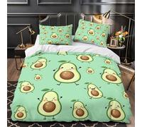 Caricatura de aguacate Funda de Edredón Juego de 3 Piezas Suave Diseño 3D Cierre de Cremallera Oculta incluye Fundas de Almohada Diseño lindo kawaii Funda Edredon for Ancianos Single（135x200cm）