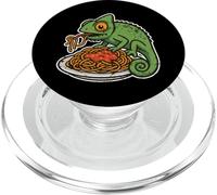 Caricatura De Camaleón Amante De La Pasta PopSockets PopGrip para MagSafe