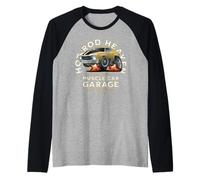 Caricatura de Coche clásico de Hotrod Heaven Muscle Car Garage de EE. UU. Camiseta Manga Raglan