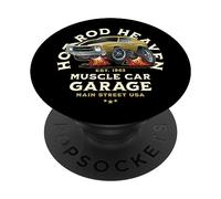 Caricatura de Coche clásico de Hotrod Heaven Muscle Car Garage de EE. UU. PopSockets PopGrip Adhesivo