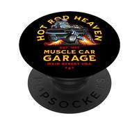 Caricatura de Coche clásico de Hotrod Heaven Muscle Car Garage de EE. UU. PopSockets PopGrip Adhesivo