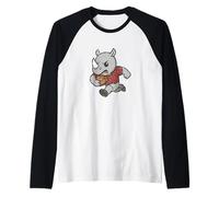 Caricatura de Rugby Rhino Carga Camiseta Manga Raglan