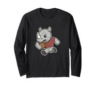 Caricatura de Rugby Rhino Carga Manga Larga