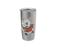 Caricatura de rugby Rhino carga Vaso térmico de acero inoxidable de doble pared