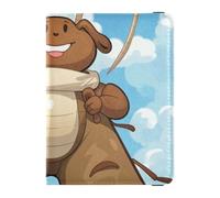 Caricatura linda cucaracha marrón pasaporte de cuero y tarjeta de vacuna cartera combinada para documentos organizador de pasaporte protector de pasaporte con bloqueo RFID para hombres ligero, dibujos