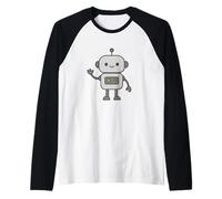 Caricatura Robot amigable con Kawaii Camiseta Manga Raglan