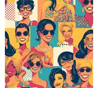 Caricaturas modernas de chicas de moda Papel de contacto 45cm x 600cm Pelar y pegar Chicas de dibujos animados Papel tapiz adhesivo para revestimiento de estanterías de armarios y paredes de habitacio
