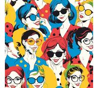 Caricaturas modernas de chicas de moda Papel tapiz despegable y adhesivo 45cm x 600cm , Chicas de dibujos animados Papel de contacto autoadhesivo, revestimiento de pared para la decoración de encimera
