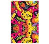 Caricature of animal evolution colorful Notebook 6x9: midjourney_Cat_Pop_Art_of_a_vibrant_and_colorful_repeating_pattern__app stac_banana_Stawberry_Rocket