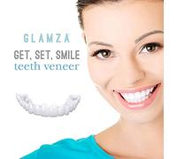 Carillas Dentales Ajustables 2 Pares Dientes Falsos Superiores y Inferiores Dentaduras Postizas Sonrisa Dientes Postizos Temporales para Cubrir Dientes Manchados, Faltantes Y Agrietados