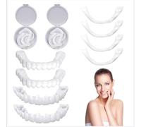 Carillas Dentales Ajustables 2 Pares Dientes Postizos Temporales, Dientes Falsos Arriba Y Abajo Dentadura De Silicona Kit Blanqueamiento De Dientes Para Hombre Y Mujer, Talla Única