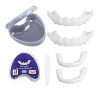 Carillas Dentales Blanqueadoras A Presión, 2 Pares De Prótesis Dentales Superiores E Inferiores, Dentaduras Postizas Cosméticos Para Mujeres Y Hombres, Mantenga Una Sonrisa Segura