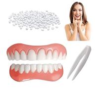 Carillas Dentales, Dientes de Carillas Cosméticos, PróTesis Dentales Ajustables, Temporales De Superior E Inferior Dientes, con 10g Cuentas Adhesivas Térmicas, Dentaduras Postizas Instantáneas