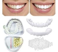 Carillas Dentales Kit De Dientes Temporales, Dientes Estéticos, Cosméticos Dentadura Postiza Superior E Inferior Reutilizable Y Extraíble para Cuidado Dental 2 Pares
