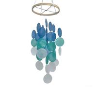 Carillón de viento bohemio hecho a mano para decoración de patio y jardín al aire libre, carillones de viento de concha de mar natural con melodía tranquila, adorno colgante costero, decoración de