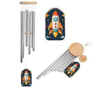 Carillón de viento conmemorativo para exteriores, jardín, decoración de patio. Carillones de viento clásicos impresos con diseño de cohete para uso diario