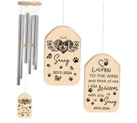 Carillón de Viento conmemorativo Personalizado para Mascotas con Foto Nombre y Fecha, Regalo conmemorativo Personalizado por la pérdida de un Perro o Gato. Regalo de condolencias por el Duelo