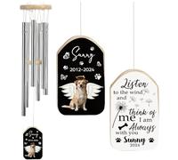 Carillón de Viento conmemorativo Personalizado para Mascotas con Foto Nombre y Fecha, Regalo conmemorativo Personalizado por la pérdida de un Perro o Gato. Regalo de condolencias por el Duelo